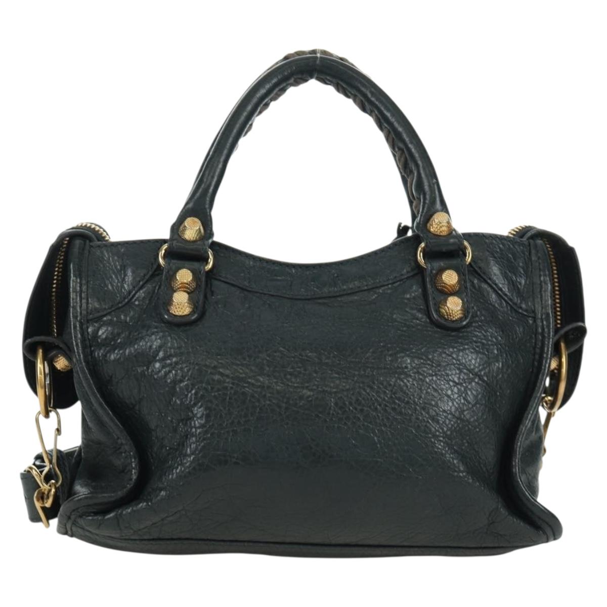 BALENCIAGA Classic Mini City Bag Leather 2way Navy Gold 309544 Auth 168313SAV