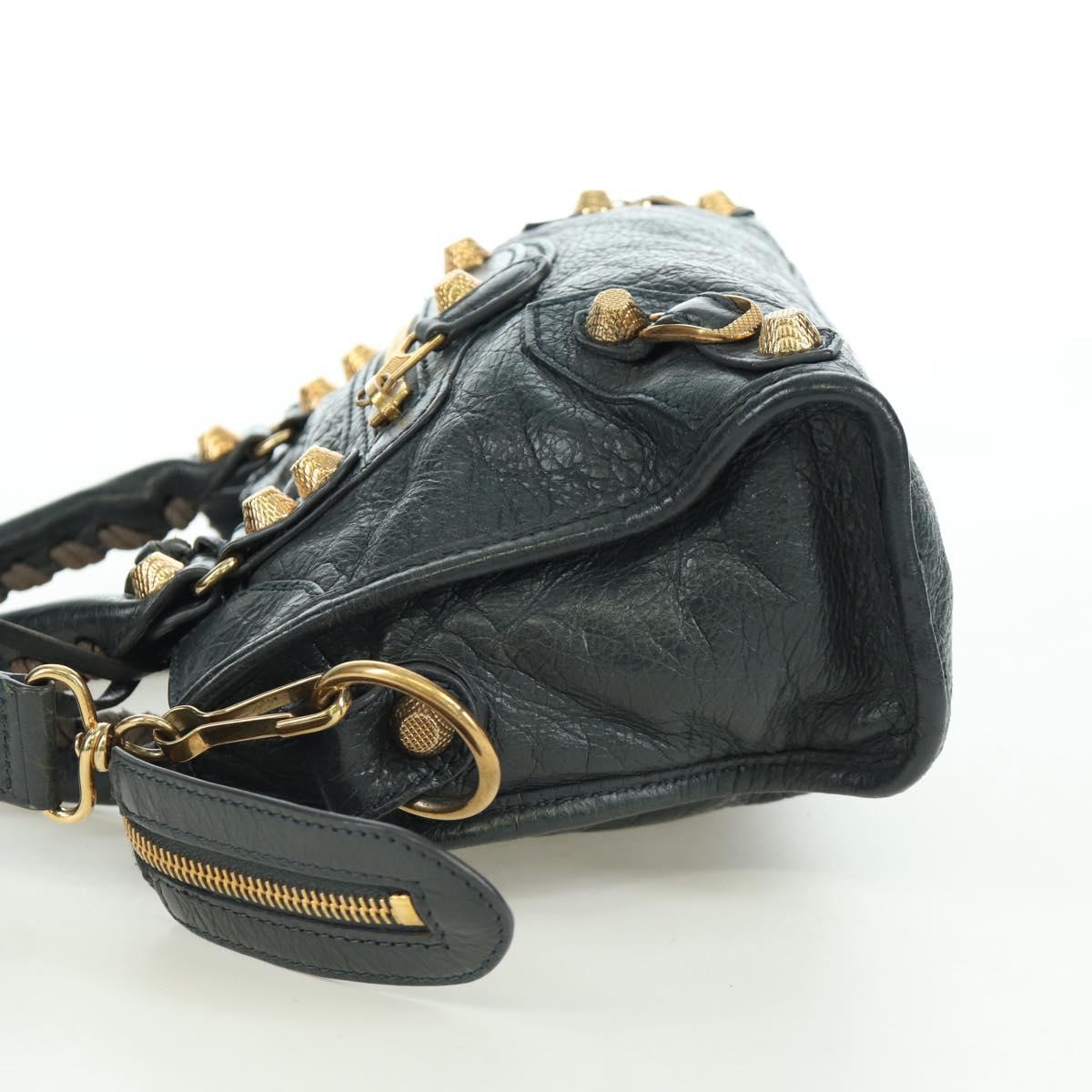 BALENCIAGA Classic Mini City Bag Leather 2way Navy Gold 309544 Auth 168313SAV