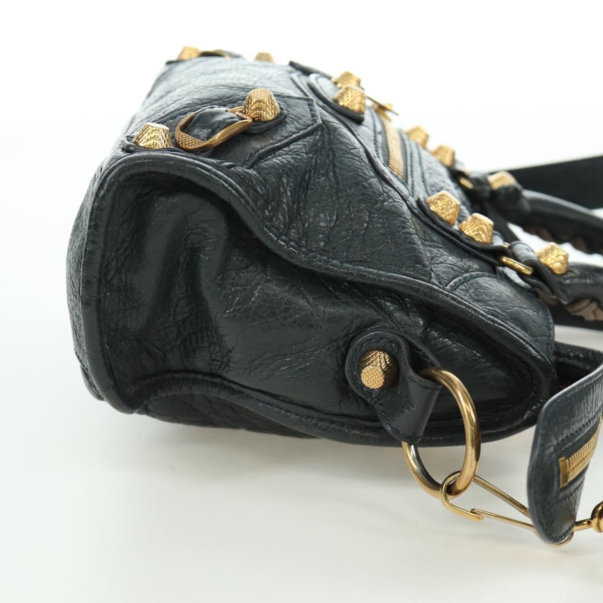 BALENCIAGA Classic Mini City Bag Leather 2way Navy Gold 309544 Auth 168313SAV