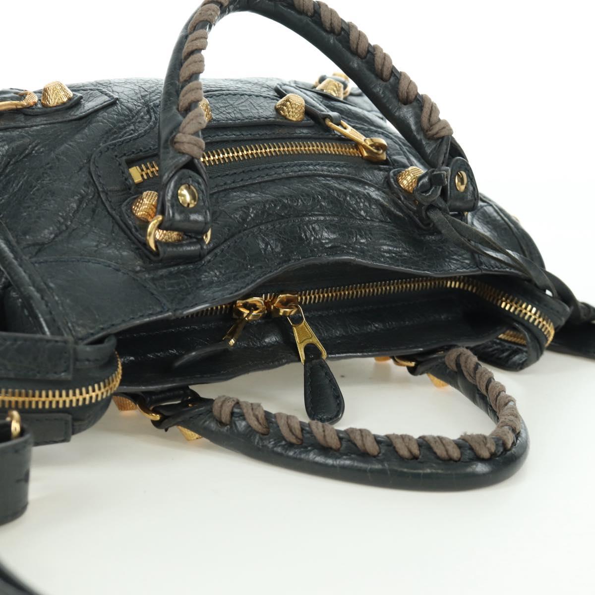 BALENCIAGA Classic Mini City Bag Leather 2way Navy Gold 309544 Auth 168313SAV