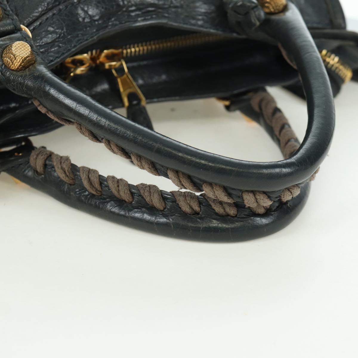 BALENCIAGA Classic Mini City Bag Leather 2way Navy Gold 309544 Auth 168313SAV