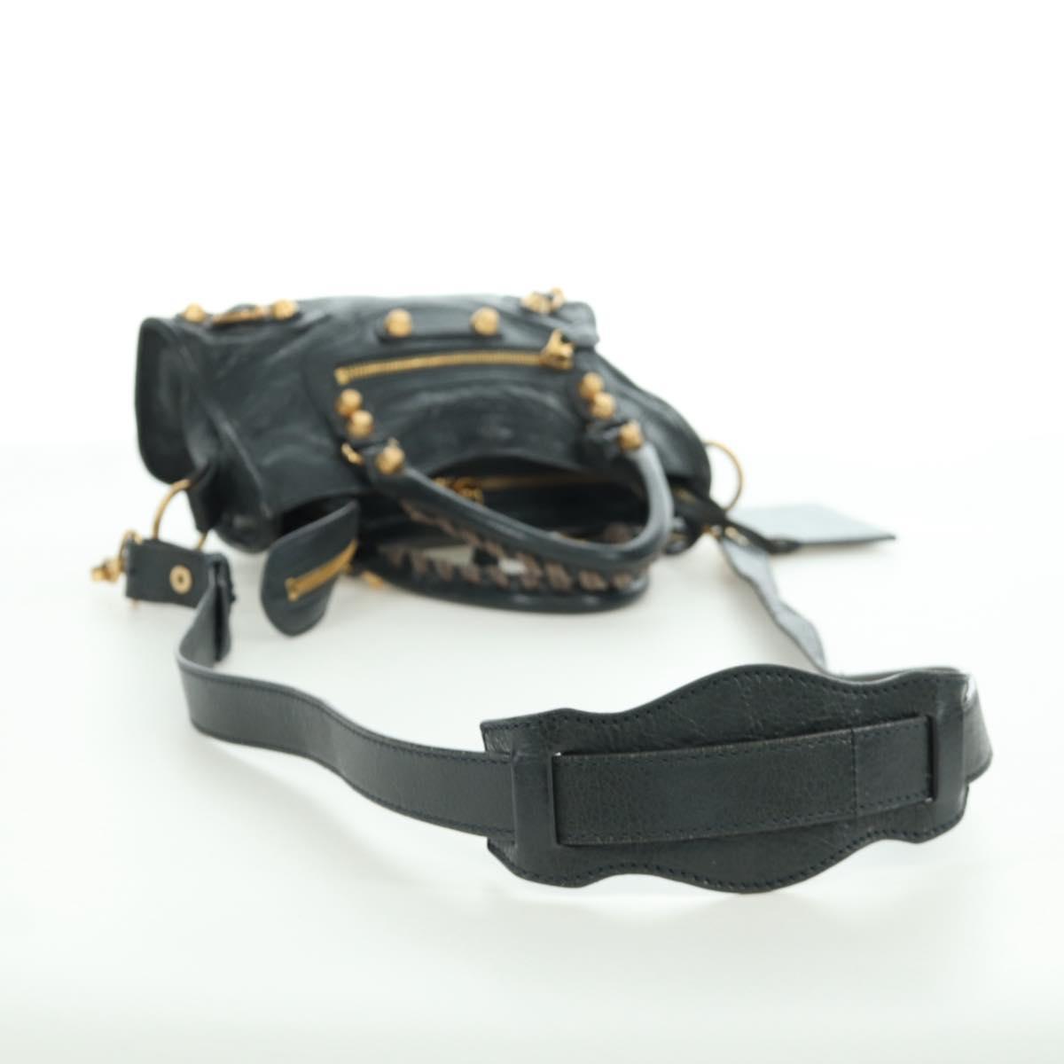 BALENCIAGA Classic Mini City Bag Leather 2way Navy Gold 309544 Auth 168313SAV