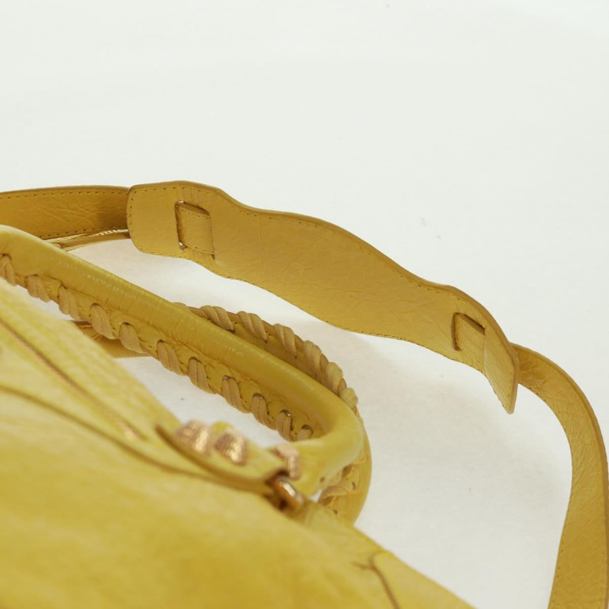 BALENCIAGA Giant City Hand Bag Leather 2way Yellow Gold 281770 Auth 168314SAV