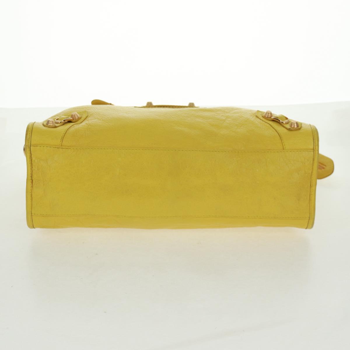 BALENCIAGA Giant City Hand Bag Leather 2way Yellow Gold 281770 Auth 168314SAV