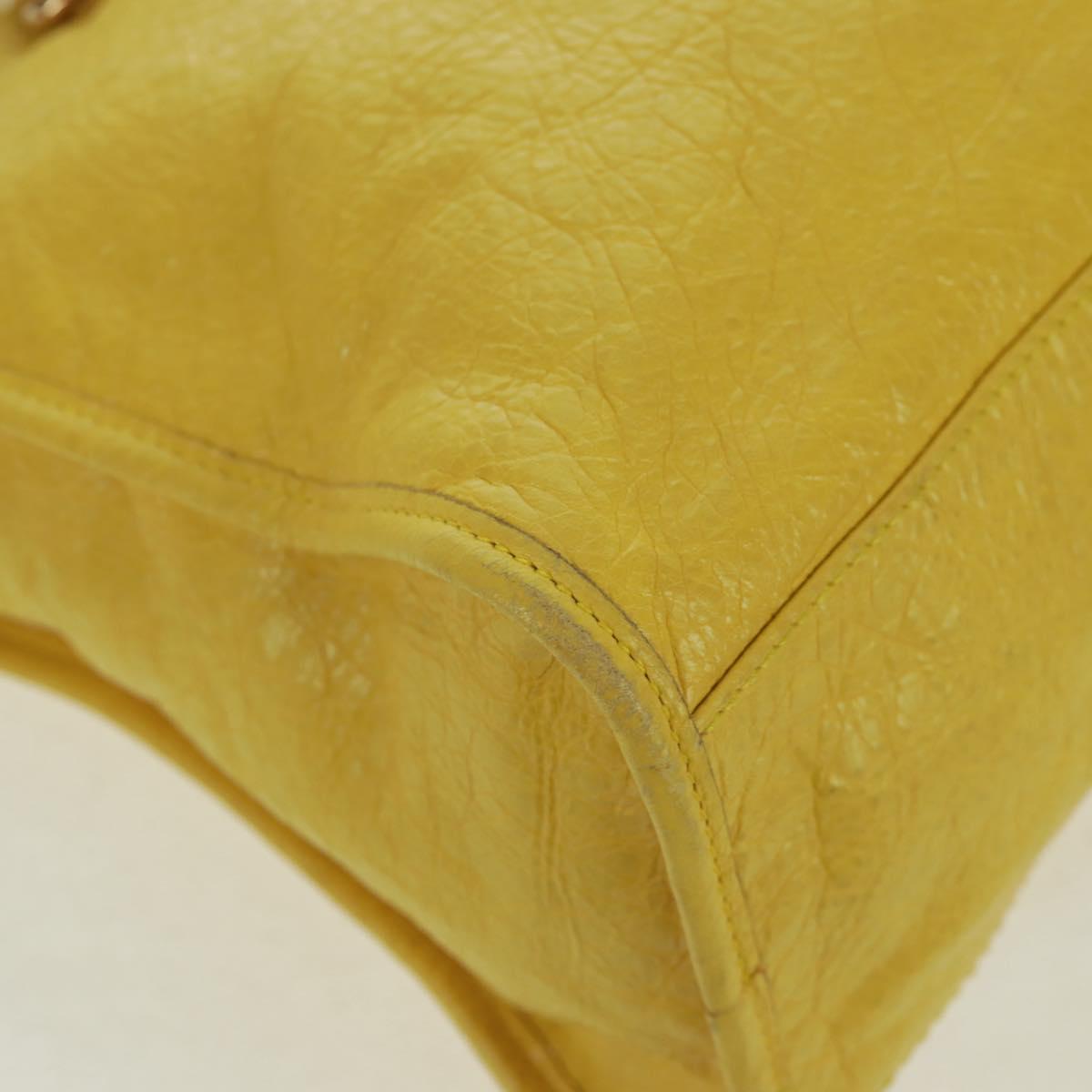 BALENCIAGA Giant City Hand Bag Leather 2way Yellow Gold 281770 Auth 168314SAV