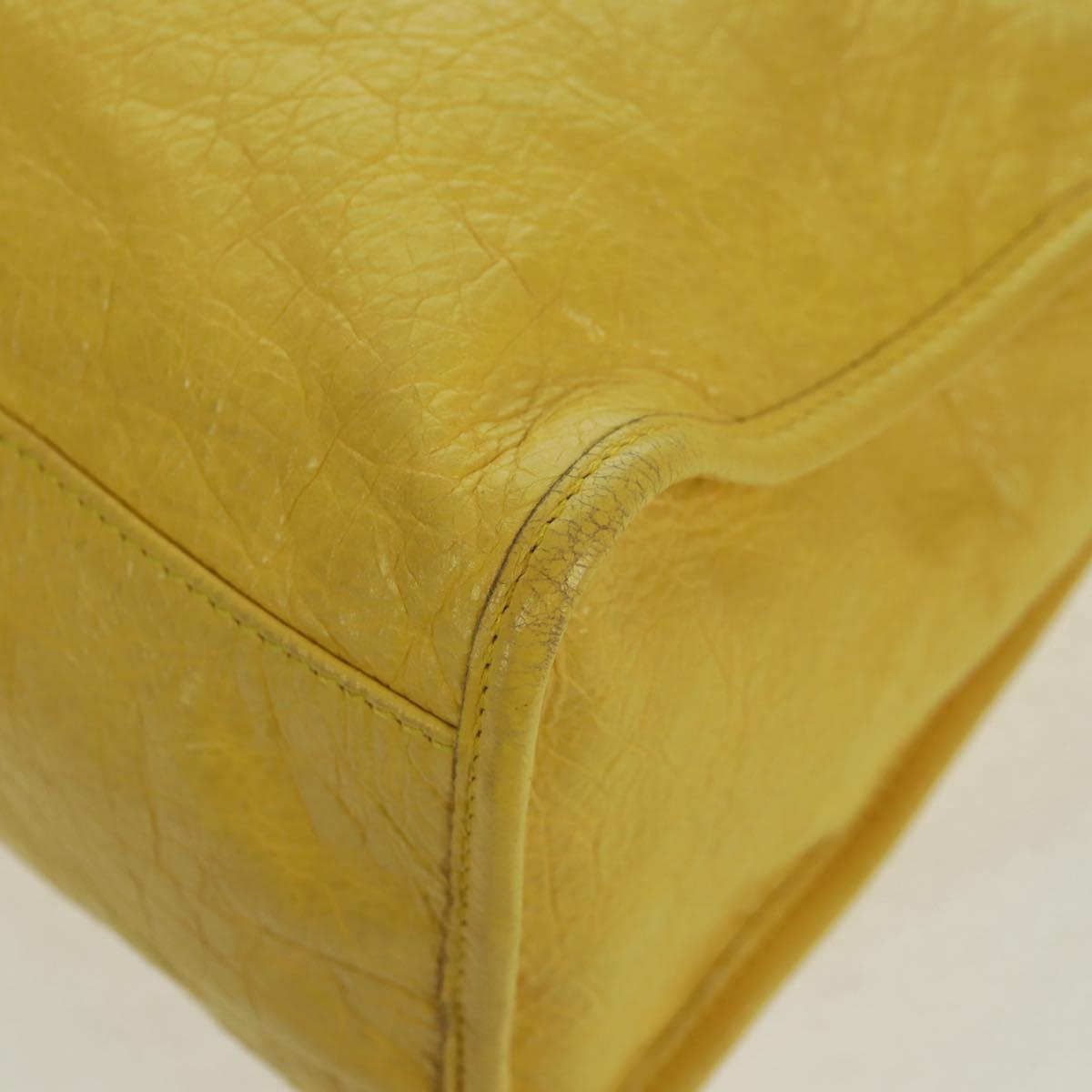 BALENCIAGA Giant City Hand Bag Leather 2way Yellow Gold 281770 Auth 168314SAV