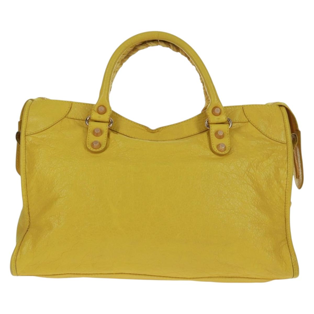 BALENCIAGA Giant City Hand Bag Leather 2way Yellow Gold 281770 Auth 168314SAV