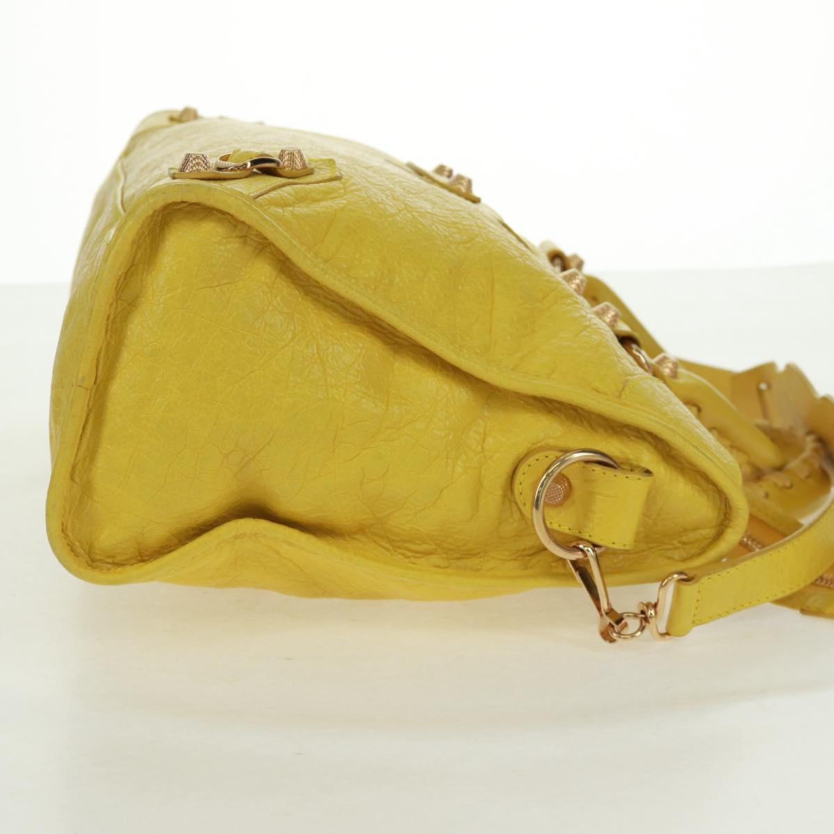 BALENCIAGA Giant City Hand Bag Leather 2way Yellow Gold 281770 Auth 168314SAV
