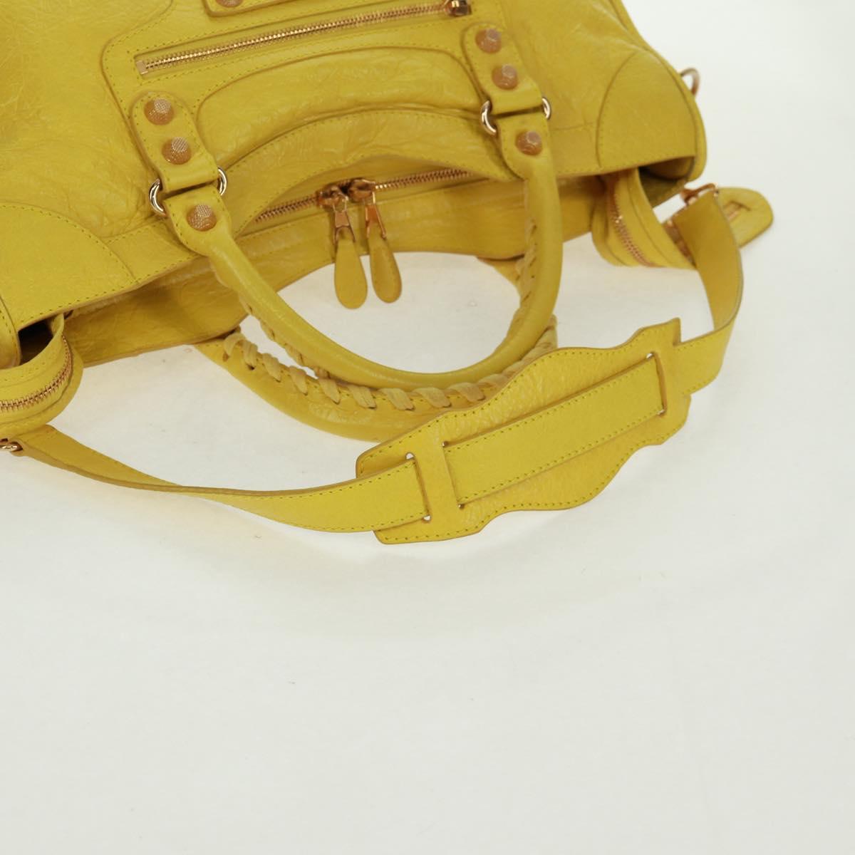 BALENCIAGA Giant City Hand Bag Leather 2way Yellow Gold 281770 Auth 168314SAV