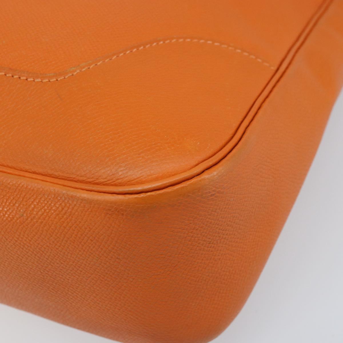 HERMES Trim 31 Shoulder Bag Leather Orange Silver Auth 168319V