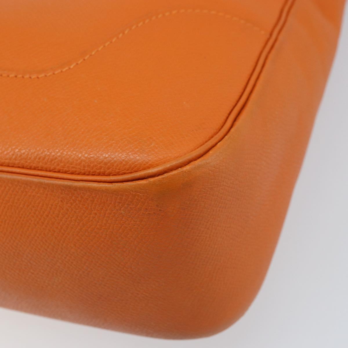 HERMES Trim 31 Shoulder Bag Leather Orange Silver Auth 168319V