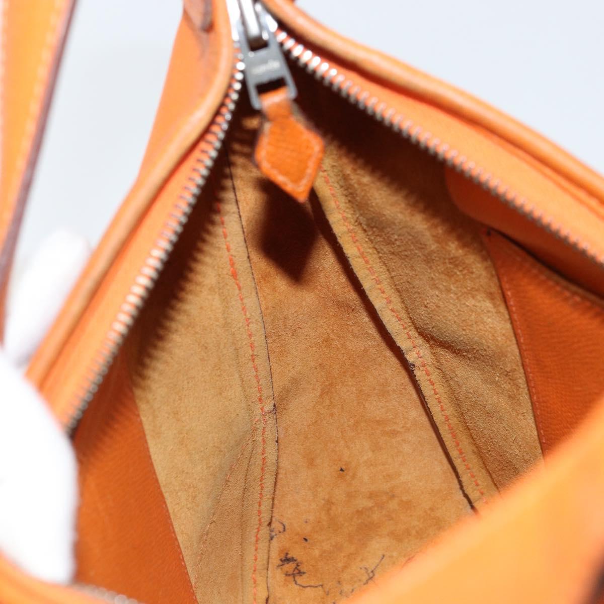 HERMES Trim 31 Shoulder Bag Leather Orange Silver Auth 168319V