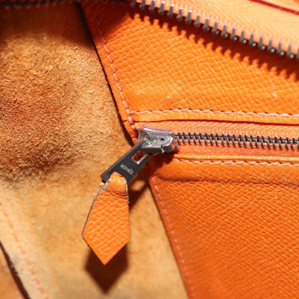 HERMES Trim 31 Shoulder Bag Leather Orange Silver Auth 168319V