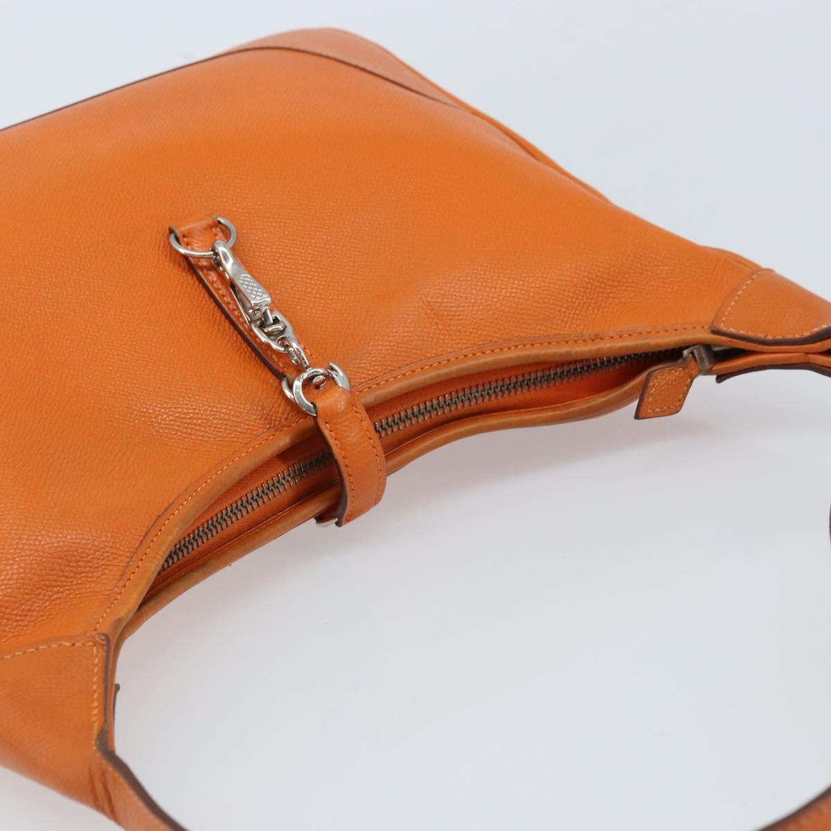 HERMES Trim 31 Shoulder Bag Leather Orange Silver Auth 168319V