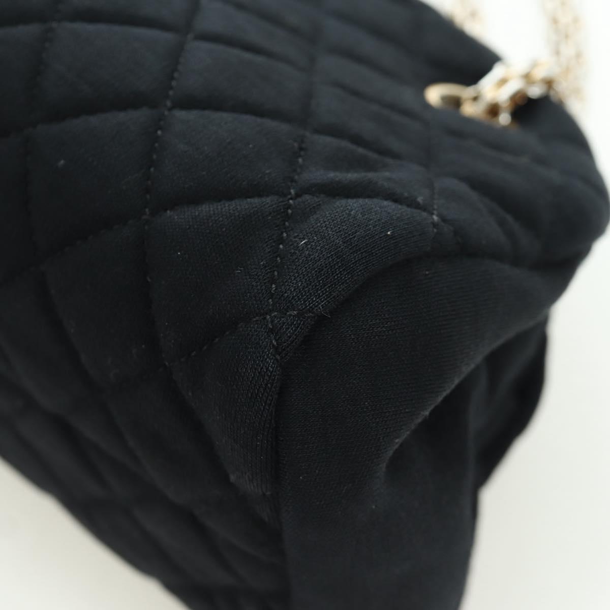CHANEL Matelasse Chain Shoulder Bag Jersey Black Gold CC Auth 168322V