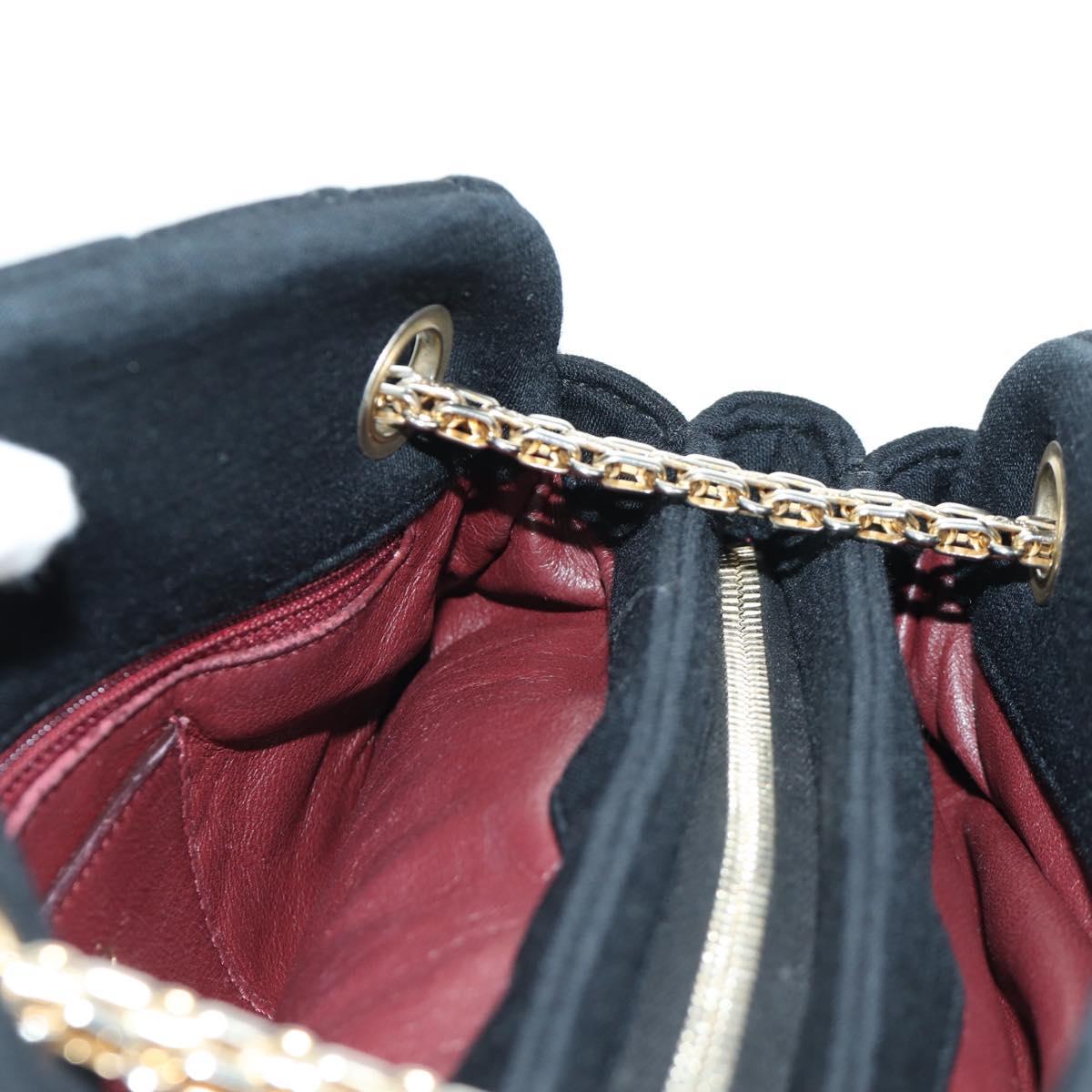 CHANEL Matelasse Chain Shoulder Bag Jersey Black Gold CC Auth 168322V