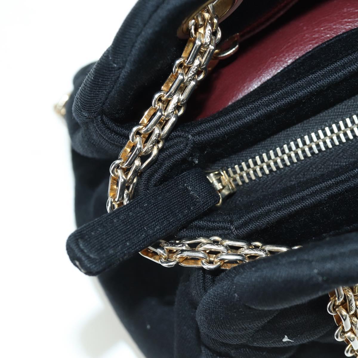 CHANEL Matelasse Chain Shoulder Bag Jersey Black Gold CC Auth 168322V