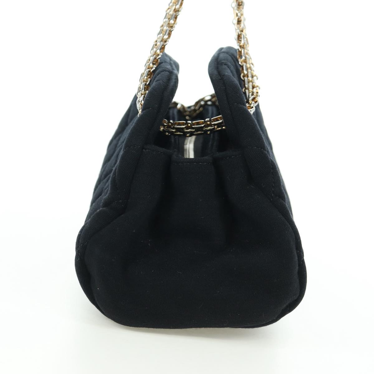 CHANEL Matelasse Chain Shoulder Bag Jersey Black Gold CC Auth 168322V