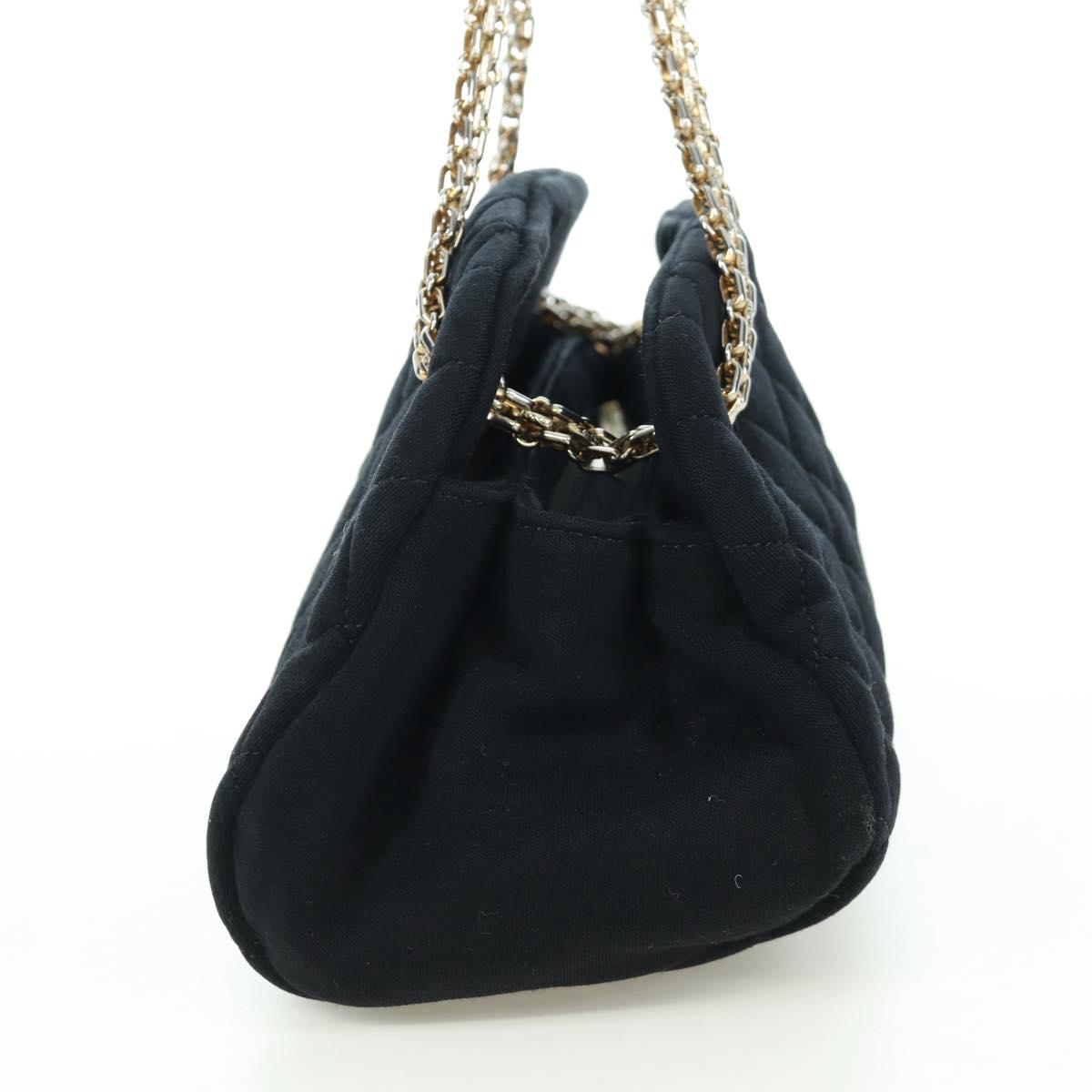 CHANEL Matelasse Chain Shoulder Bag Jersey Black Gold CC Auth 168322V
