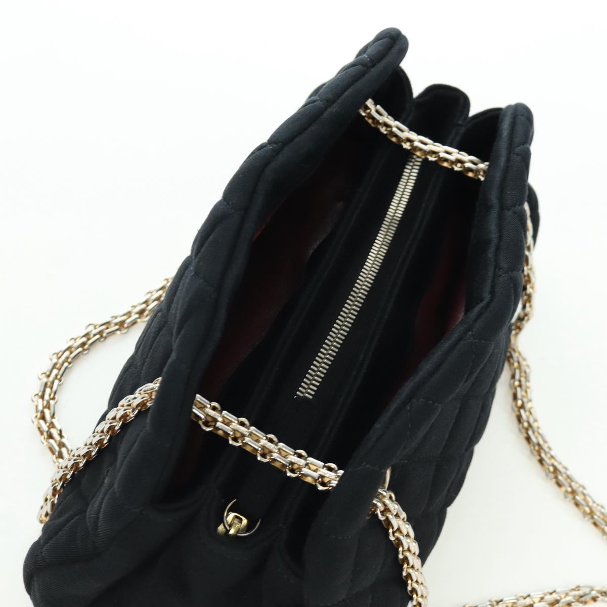 CHANEL Matelasse Chain Shoulder Bag Jersey Black Gold CC Auth 168322V
