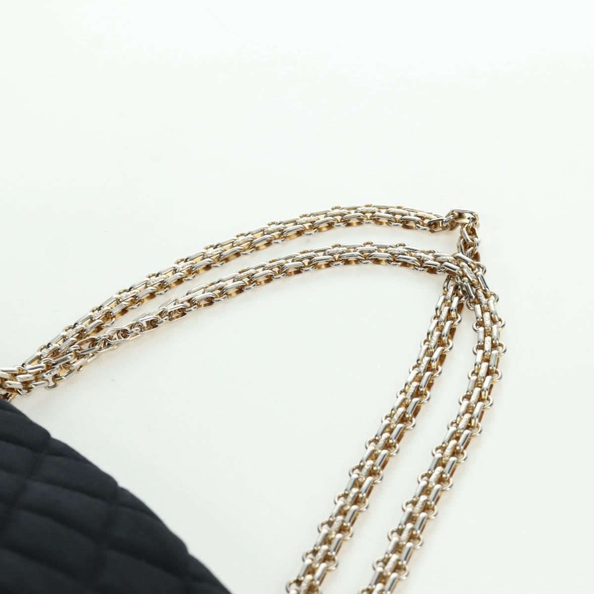 CHANEL Matelasse Chain Shoulder Bag Jersey Black Gold CC Auth 168322V