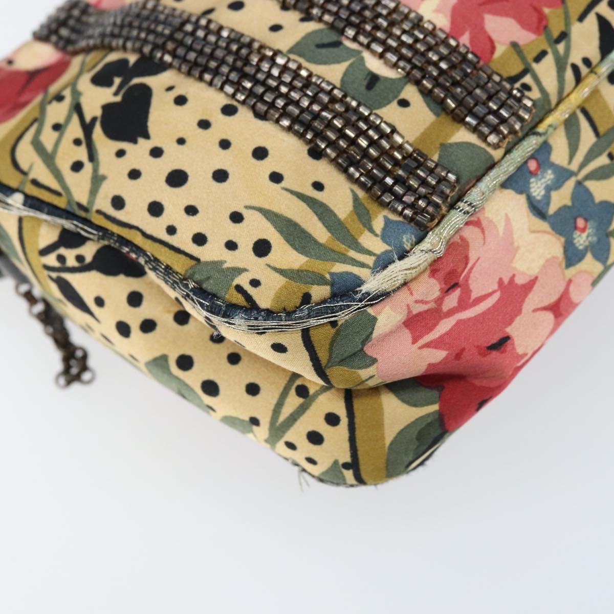 Christian Dior Chain Shoulder Bag Satin Beige Auth 168326A
