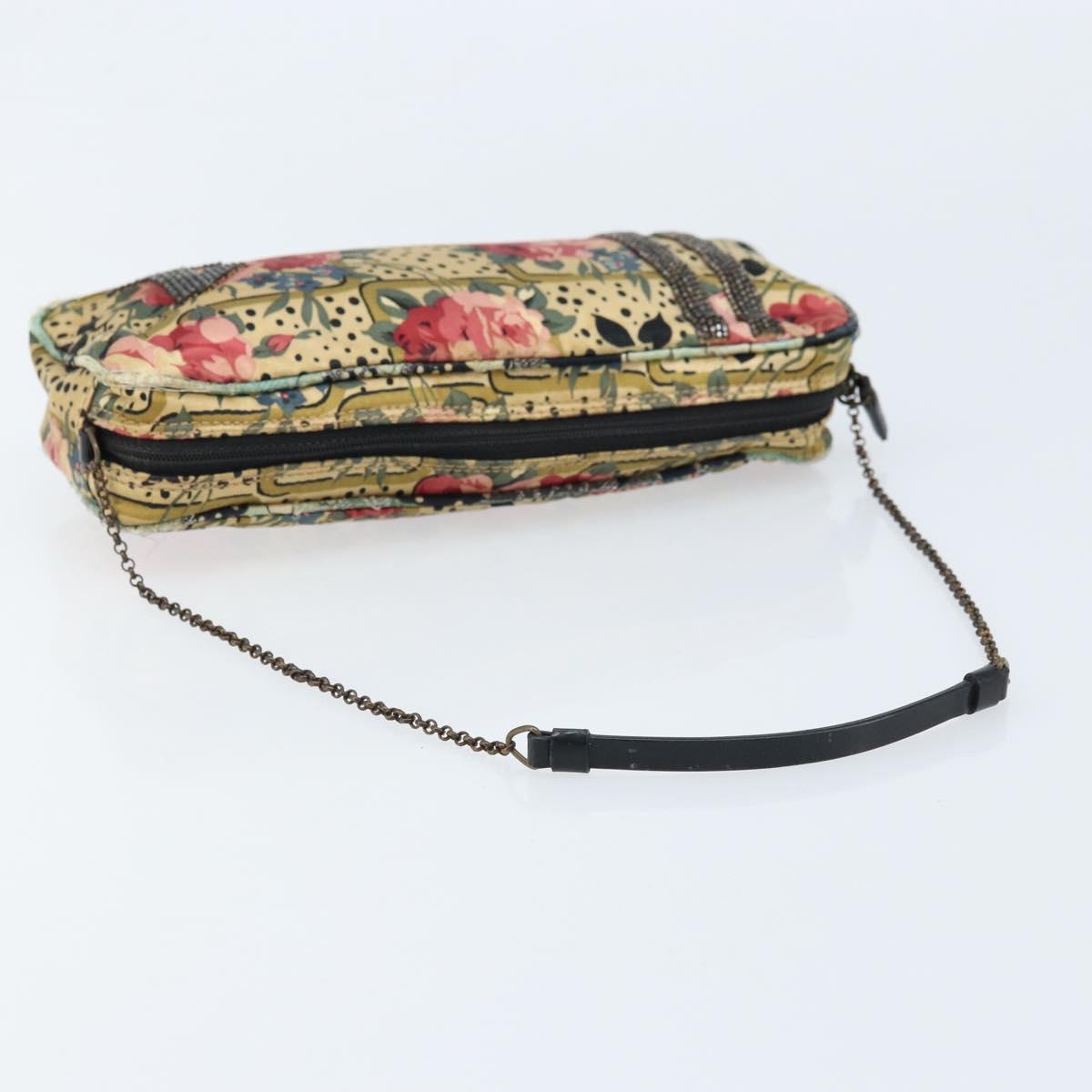 Christian Dior Chain Shoulder Bag Satin Beige Auth 168326A