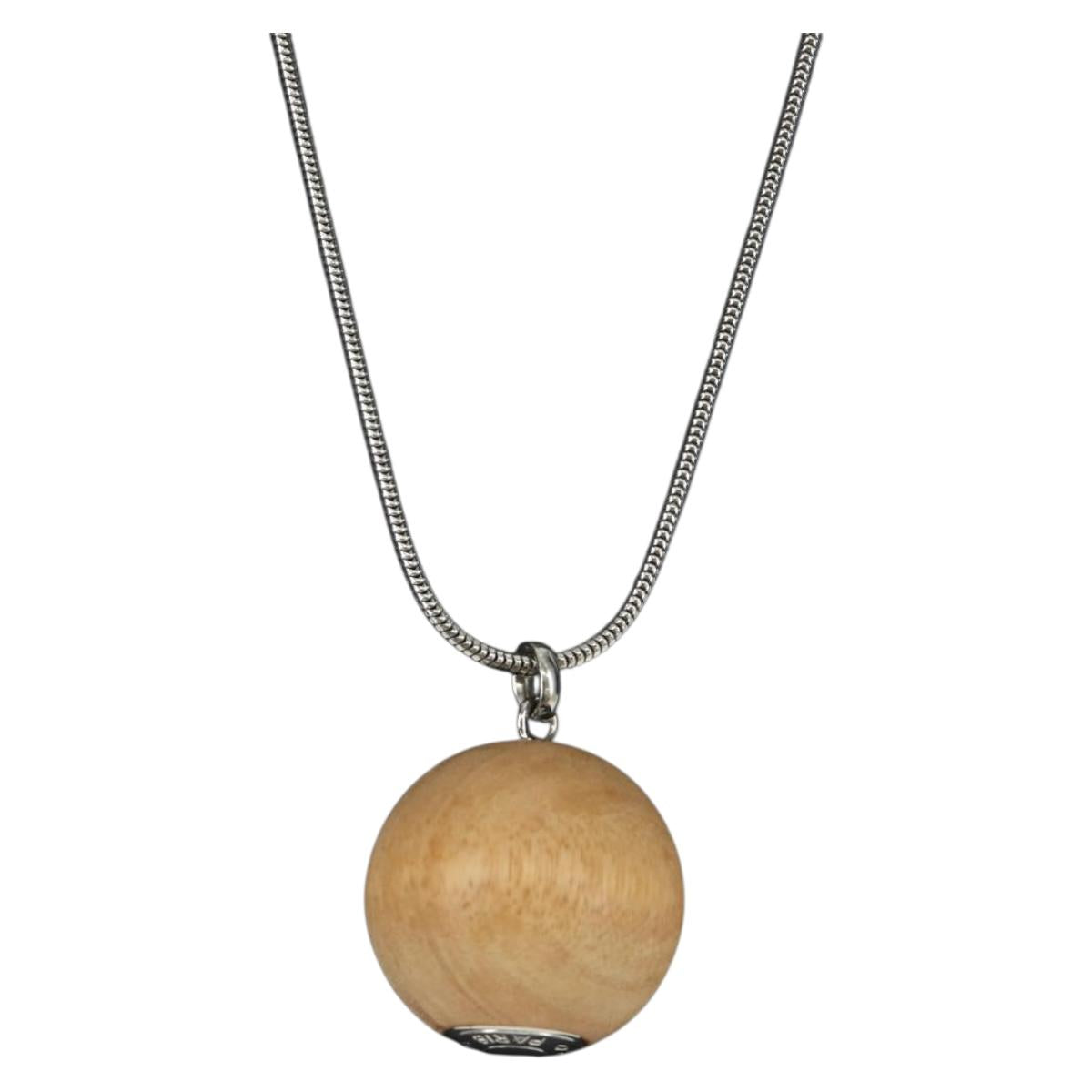 HERMES Serie Woodball Necklace metal Beige Auth 168329M