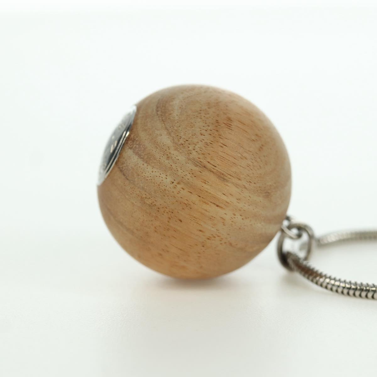 HERMES Serie Woodball Necklace metal Beige Auth 168329M