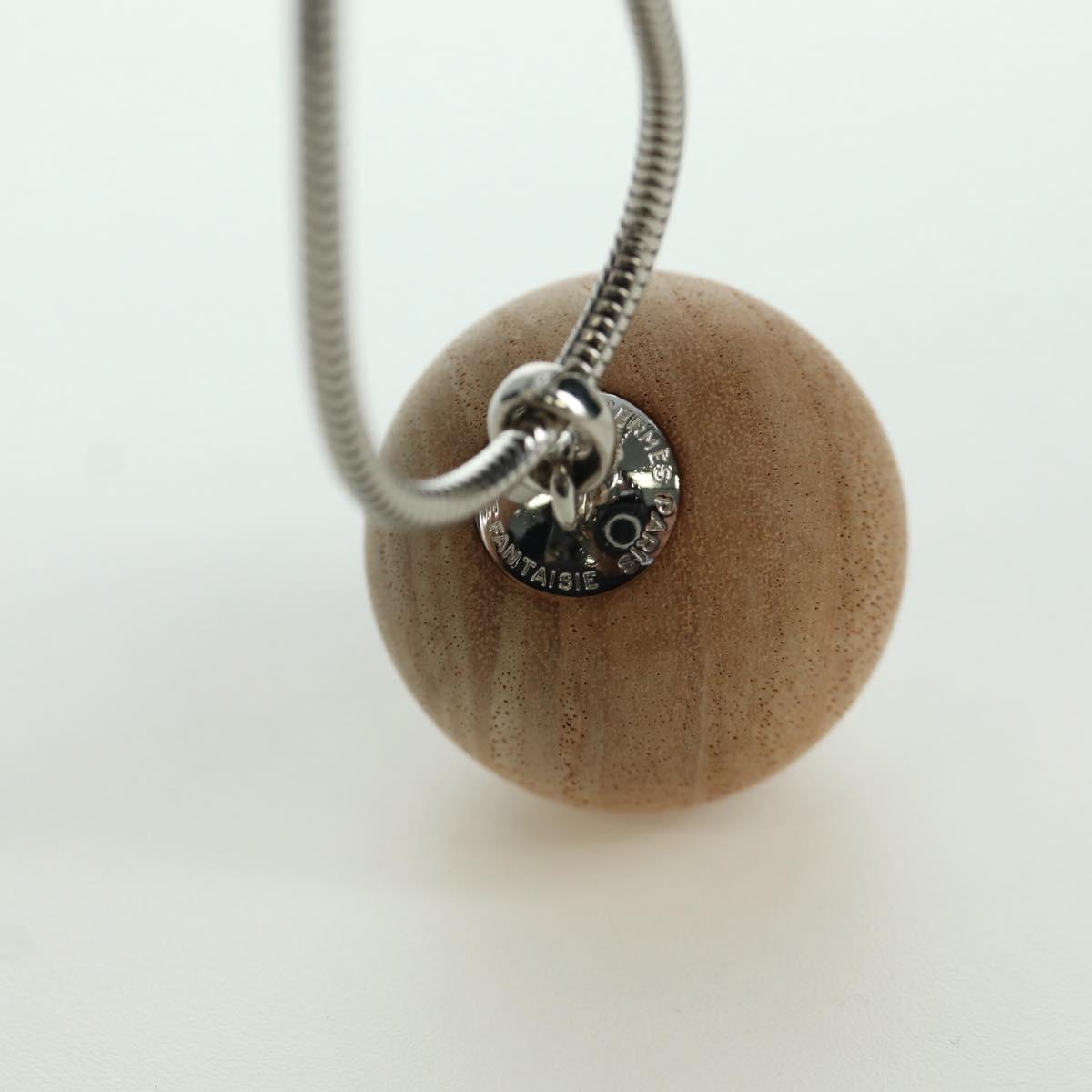HERMES Serie Woodball Necklace metal Beige Auth 168329M