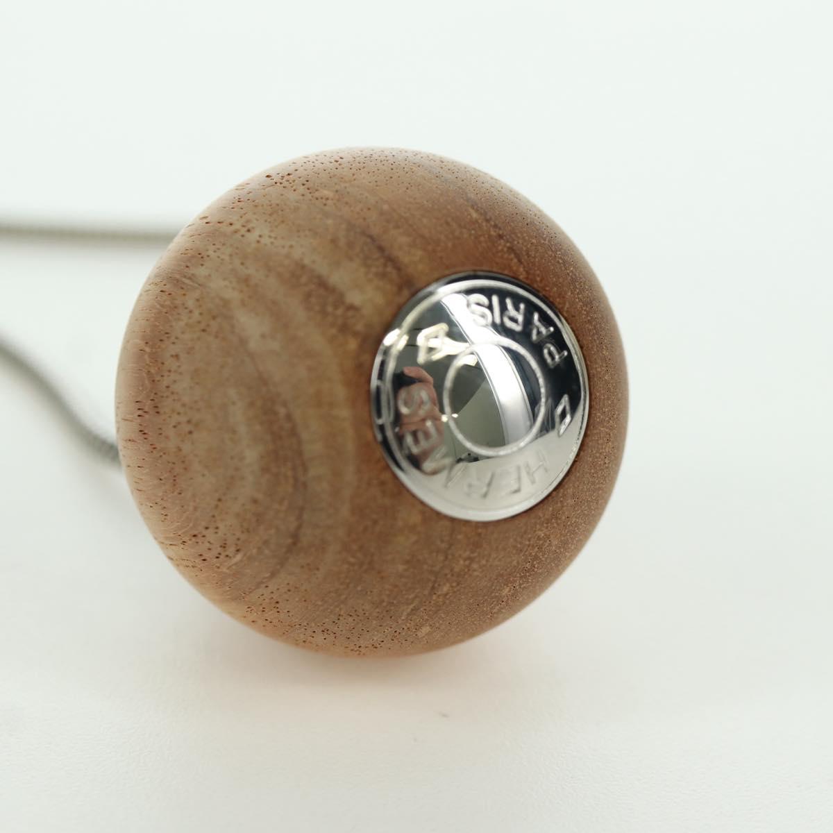 HERMES Serie Woodball Necklace metal Beige Auth 168329M