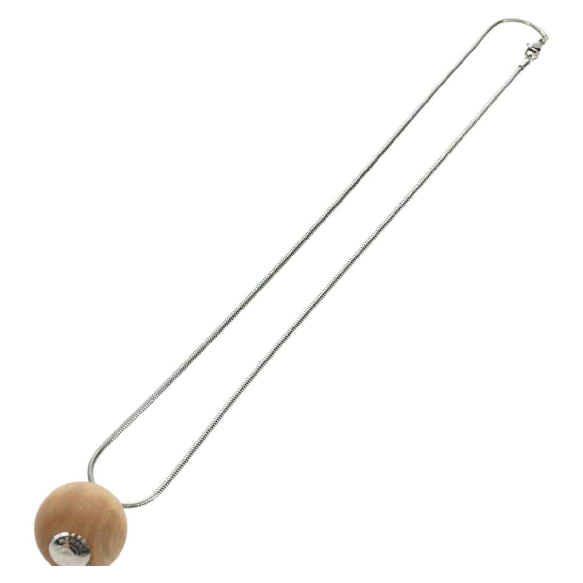 HERMES Serie Woodball Necklace metal Beige Auth 168329M