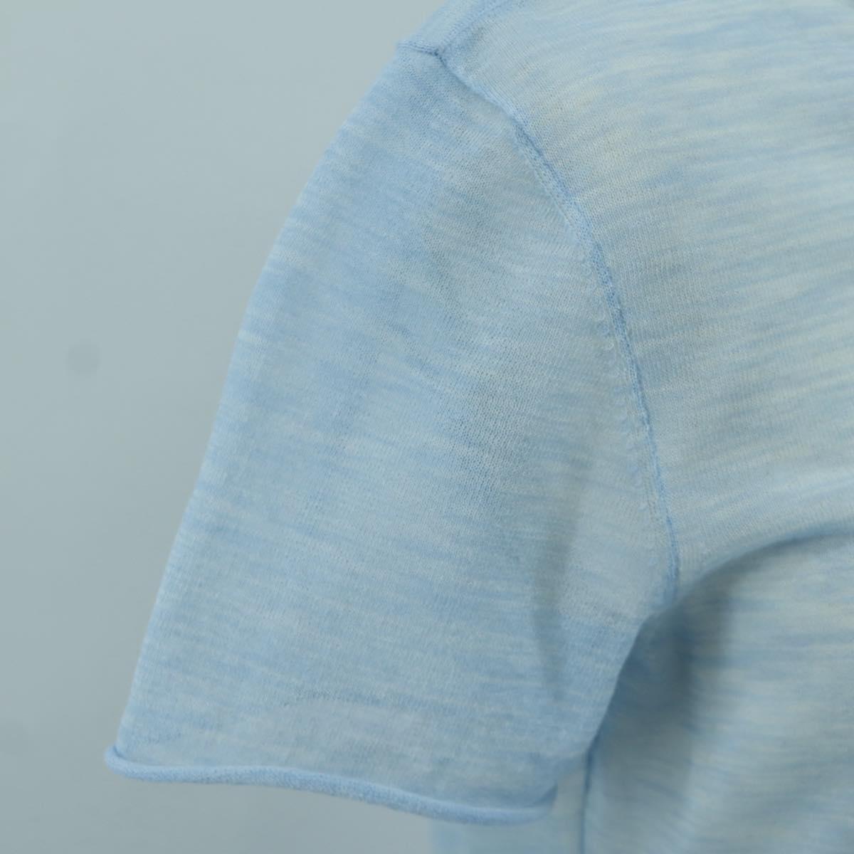 CHANEL Knitted Fabrics Short Sleeved T Shirt Cotton Light Blue CC Auth 168330M
