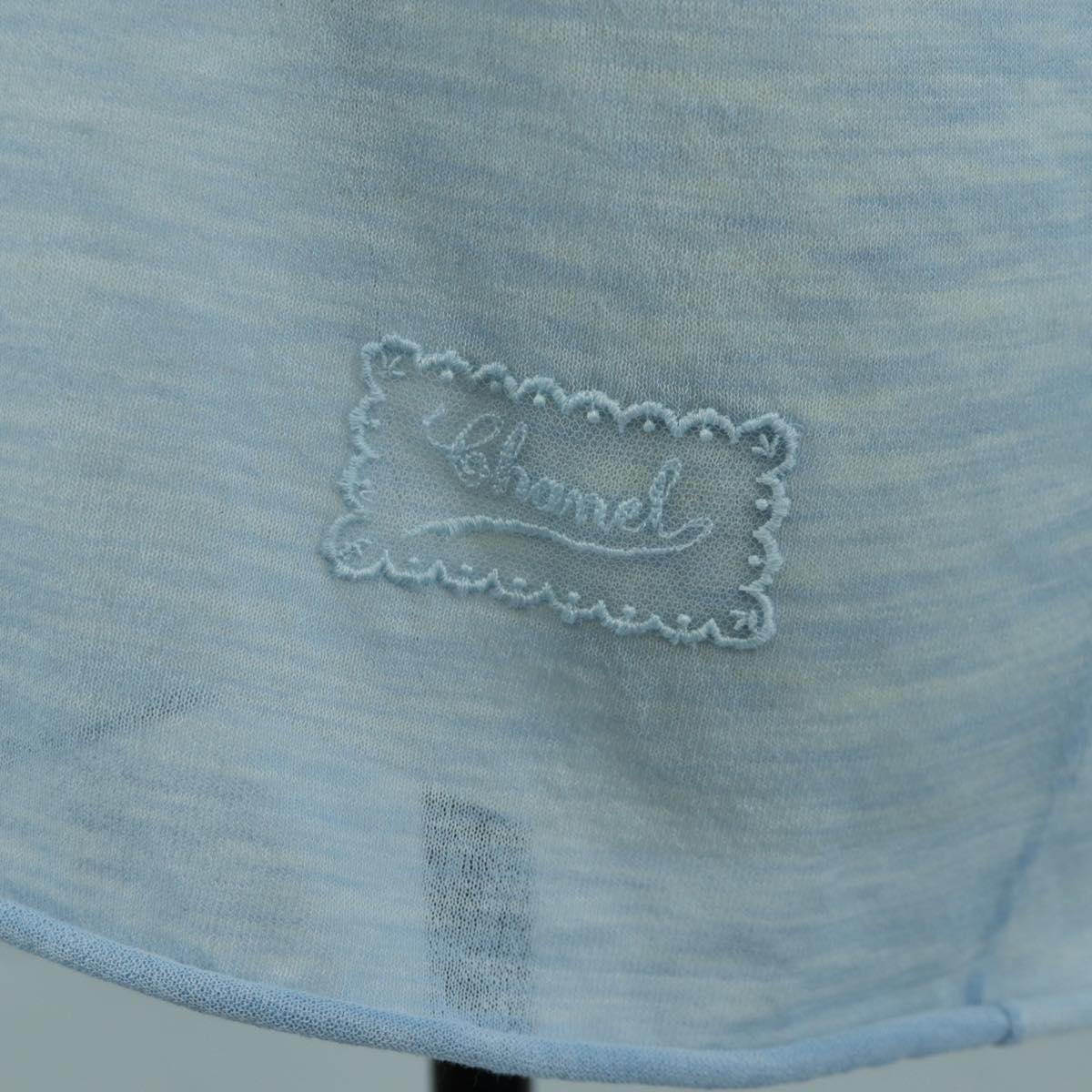 CHANEL Knitted Fabrics Short Sleeved T Shirt Cotton Light Blue CC Auth 168330M
