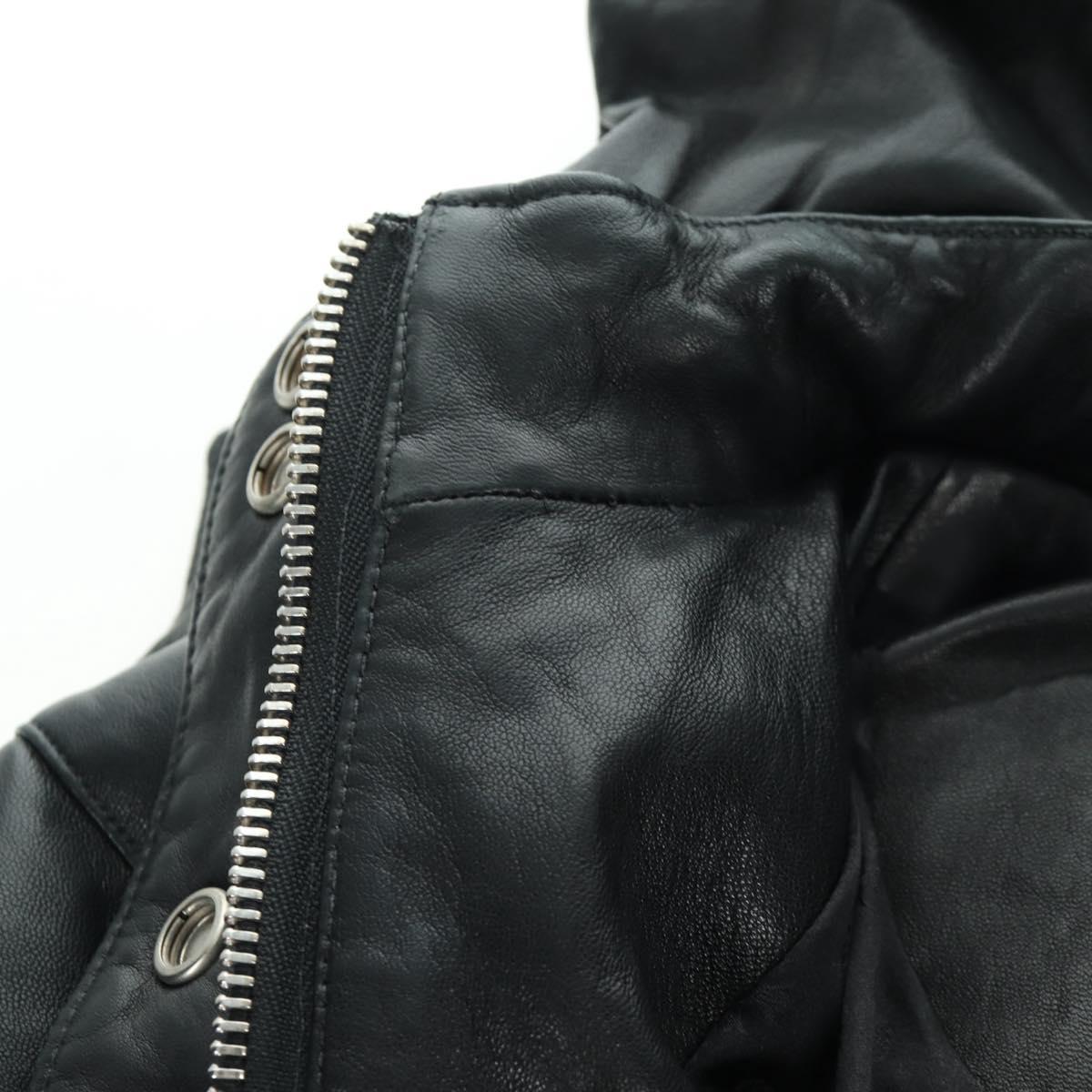 Chrome Hearts Down Jacket Lamb Skin XS Black Auth 168331SM
