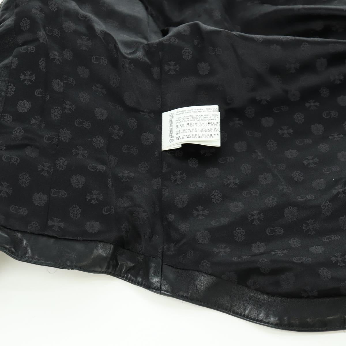 Chrome Hearts Down Jacket Lamb Skin XS Black Auth 168331SM