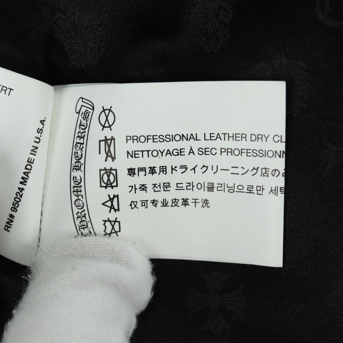 Chrome Hearts Down Jacket Lamb Skin XS Black Auth 168331SM