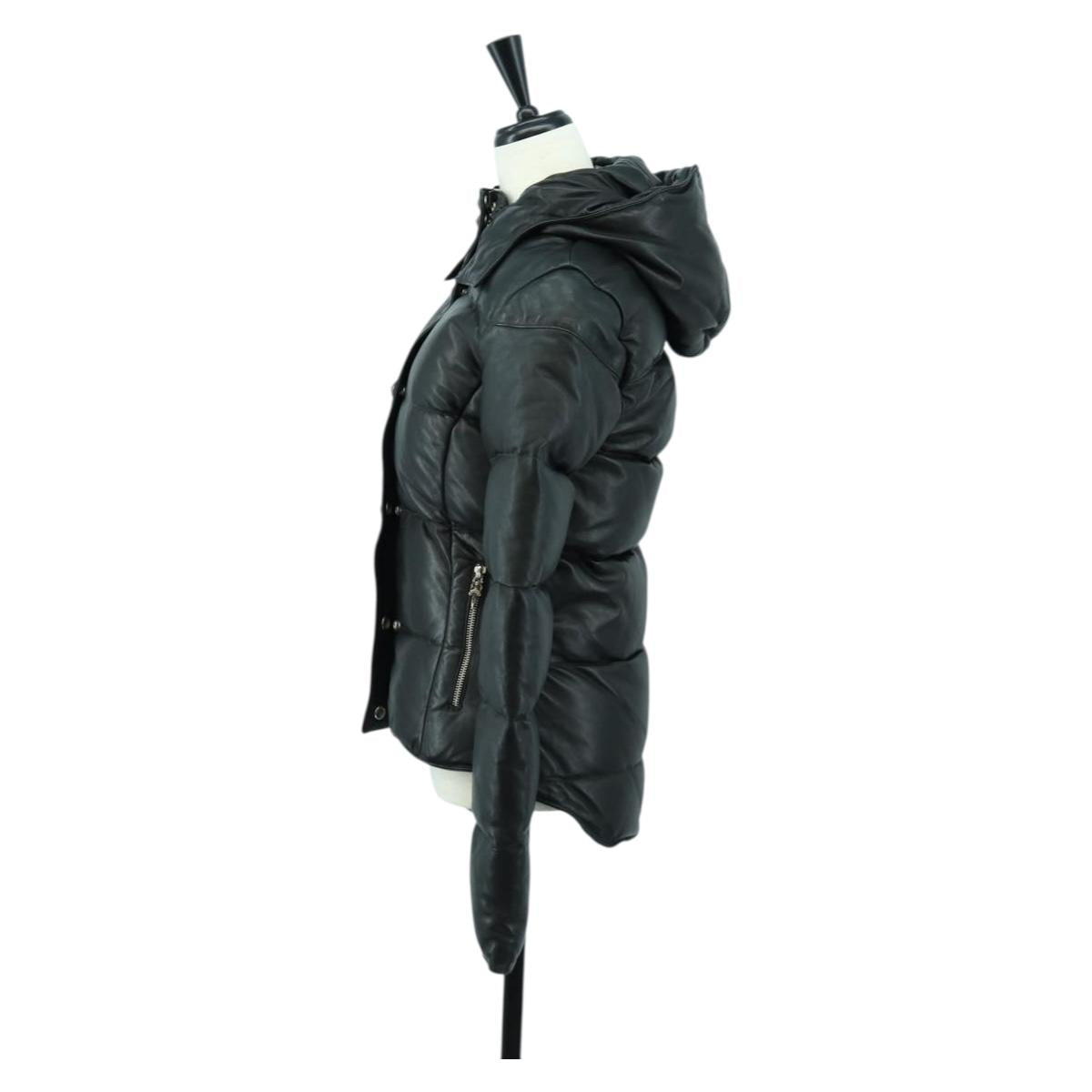 Chrome Hearts Down Jacket Lamb Skin XS Black Auth 168331SM