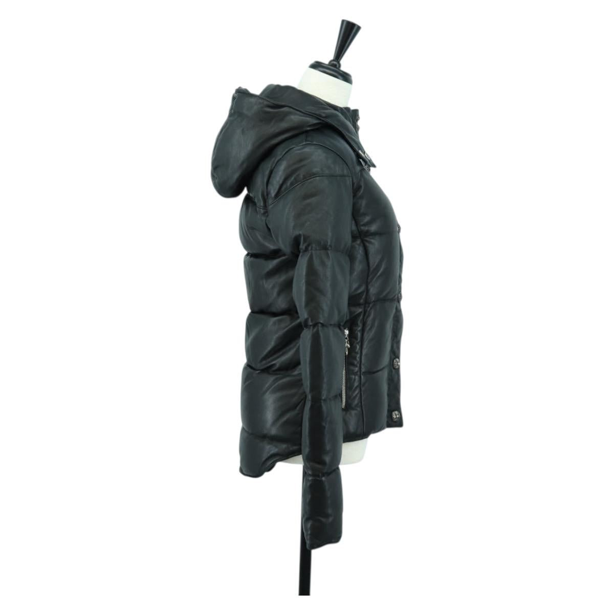 Chrome Hearts Down Jacket Lamb Skin XS Black Auth 168331SM