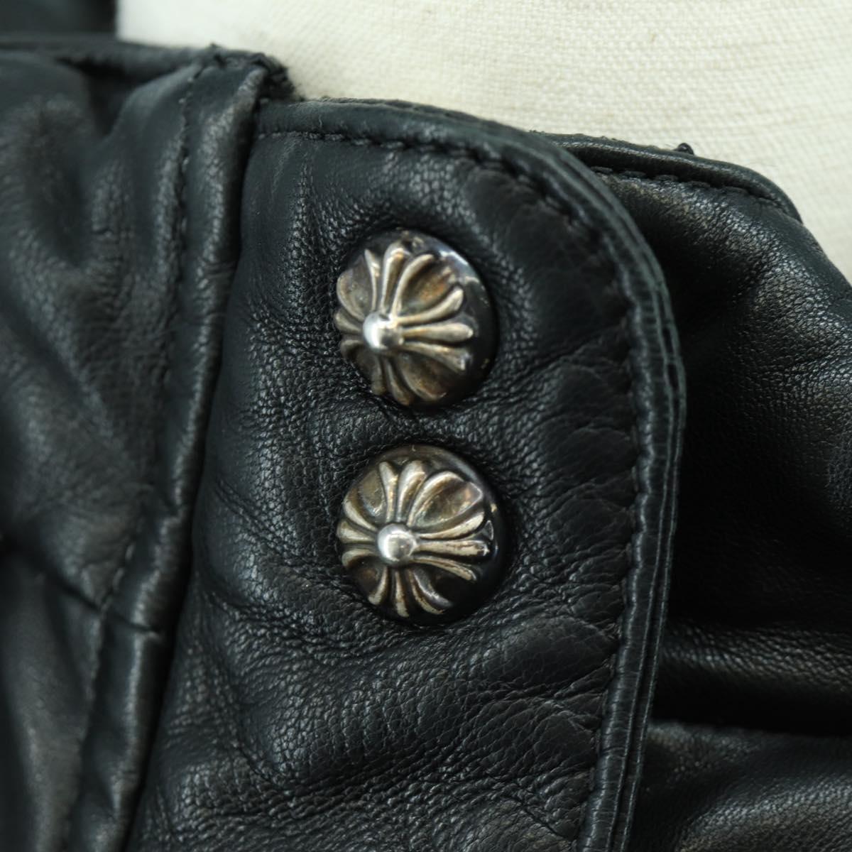 Chrome Hearts Down Jacket Lamb Skin XS Black Auth 168331SM