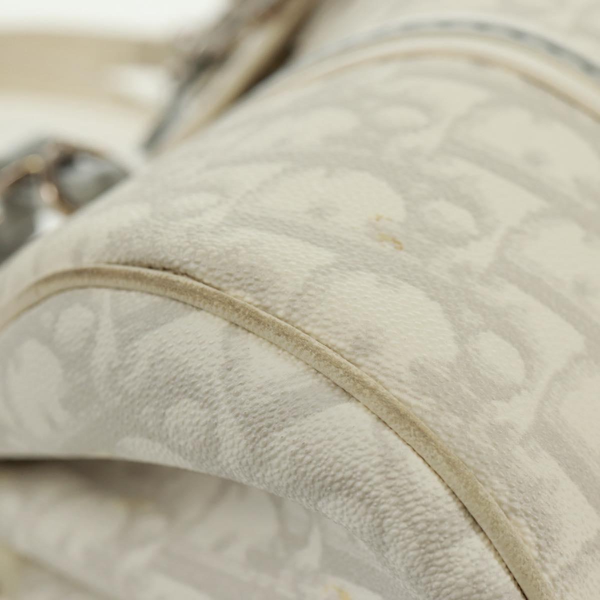 Christian Dior trotter romantic Chain Hand Bag PVC White Silver Auth 168342V