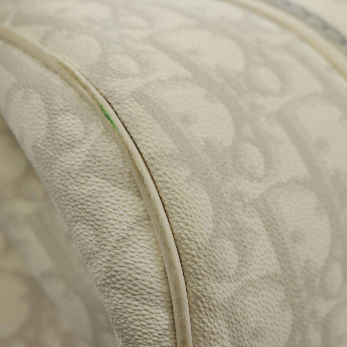 Christian Dior trotter romantic Chain Hand Bag PVC White Silver Auth 168342V