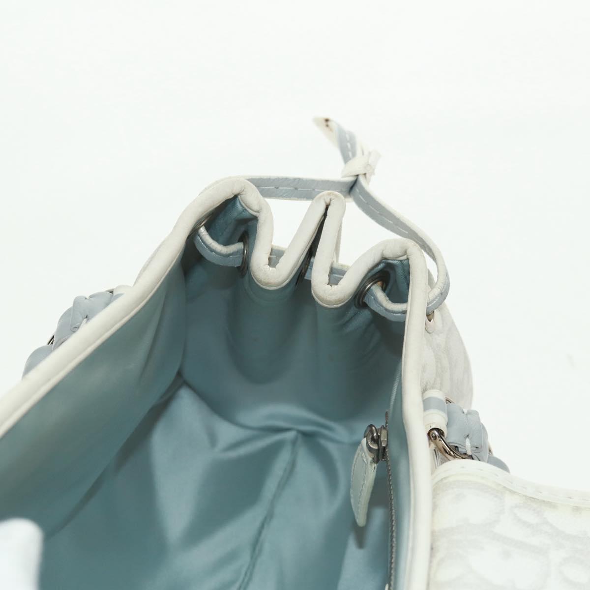 Christian Dior trotter romantic Chain Hand Bag PVC White Silver Auth 168342V