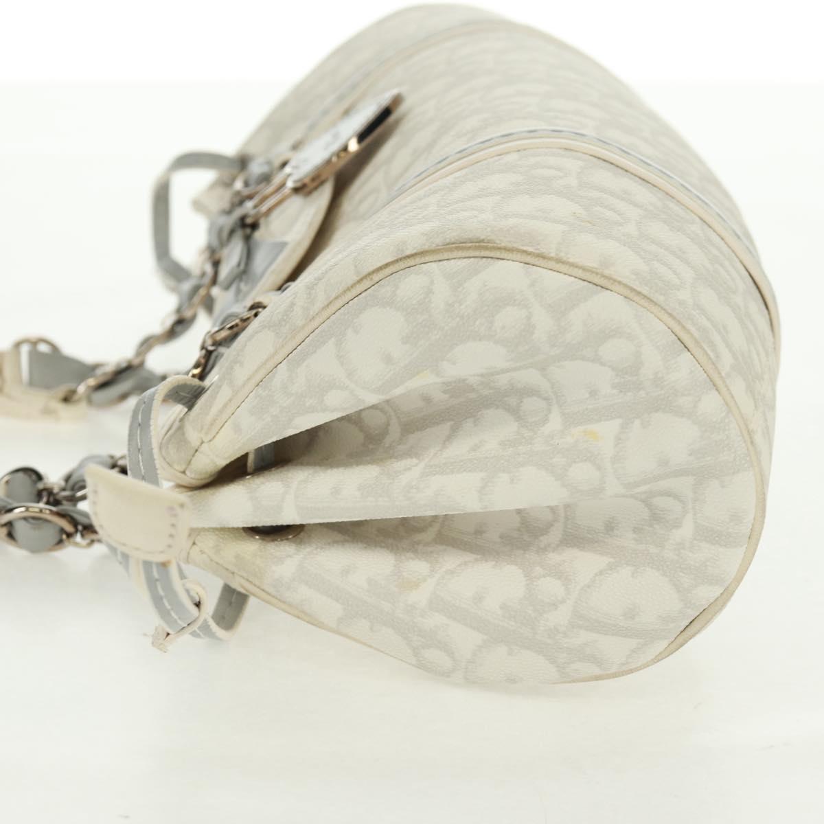 Christian Dior trotter romantic Chain Hand Bag PVC White Silver Auth 168342V