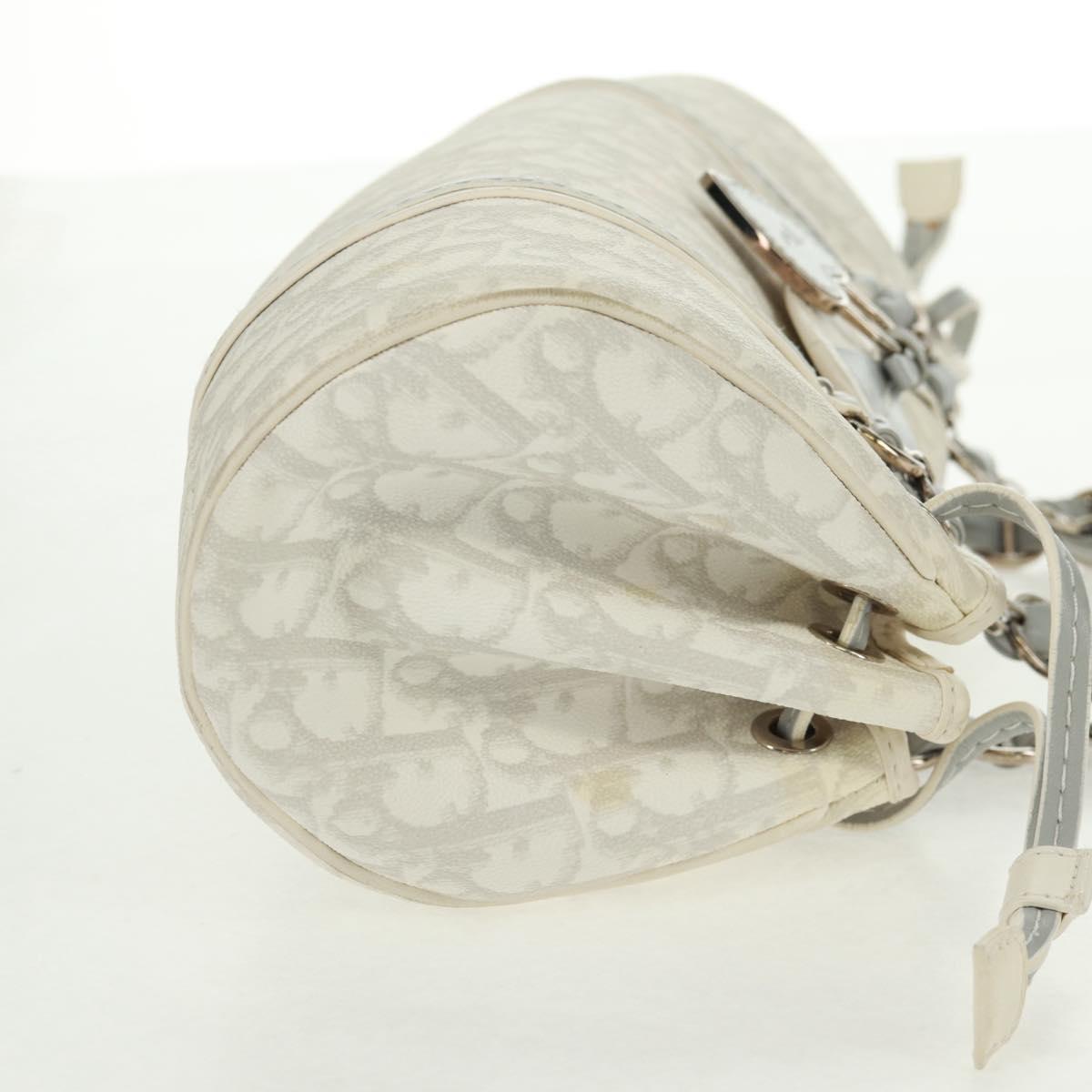 Christian Dior trotter romantic Chain Hand Bag PVC White Silver Auth 168342V
