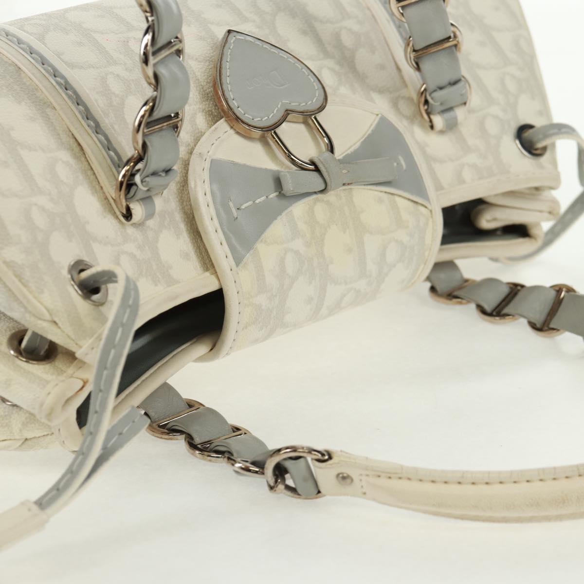 Christian Dior trotter romantic Chain Hand Bag PVC White Silver Auth 168342V