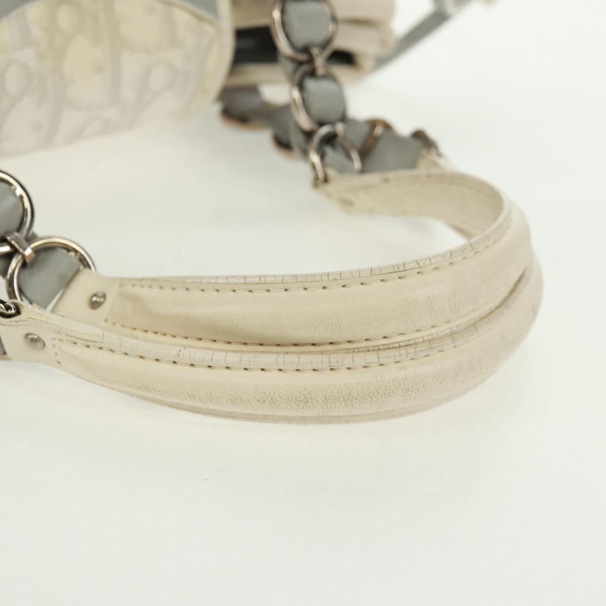 Christian Dior trotter romantic Chain Hand Bag PVC White Silver Auth 168342V