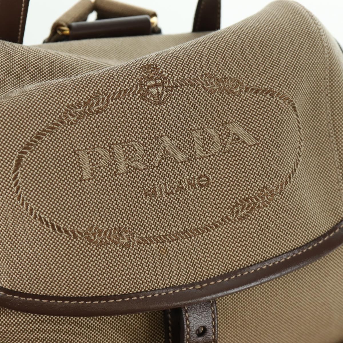 PRADA Backpack Canvas Beige Gold Auth 168350V