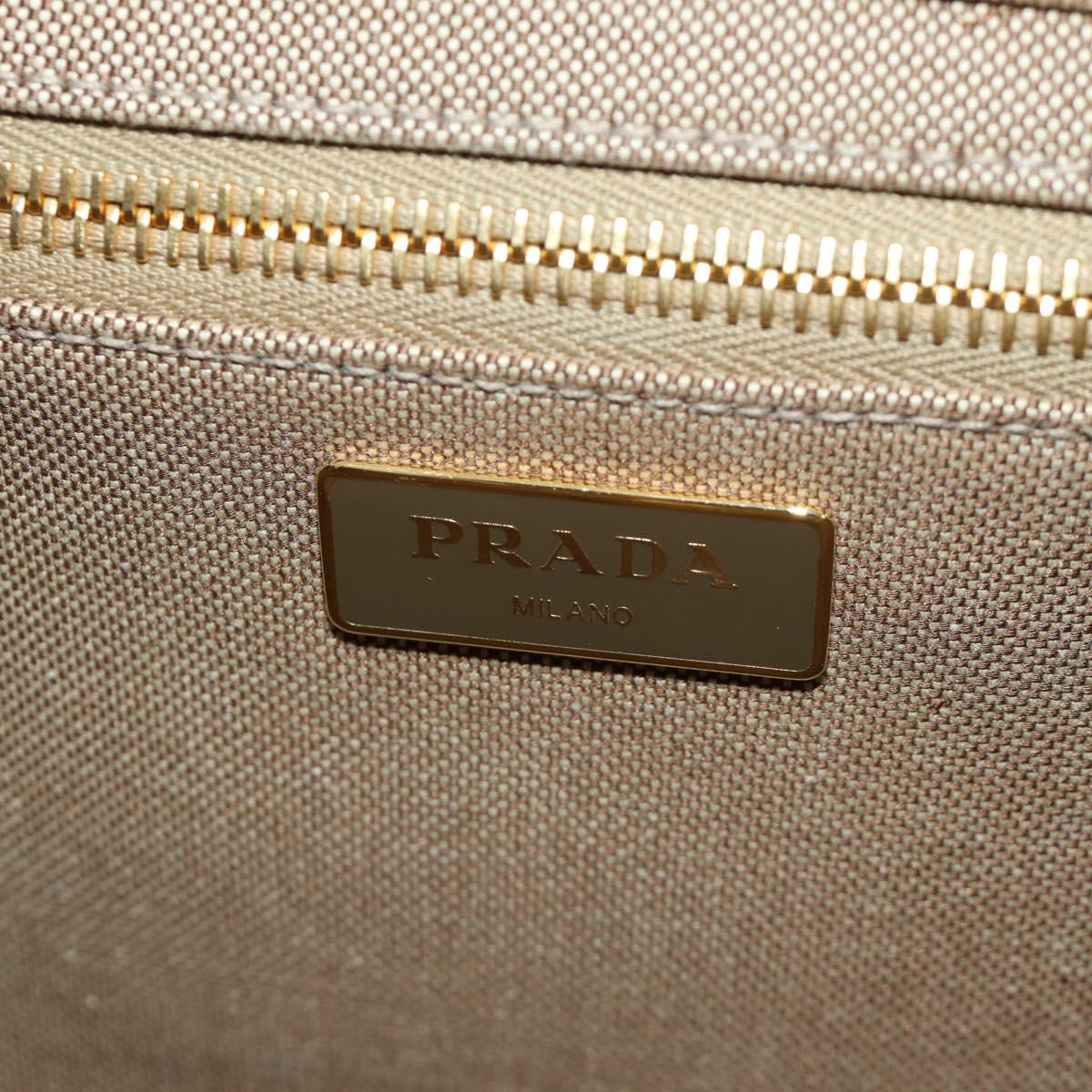 PRADA Backpack Canvas Beige Gold Auth 168350V