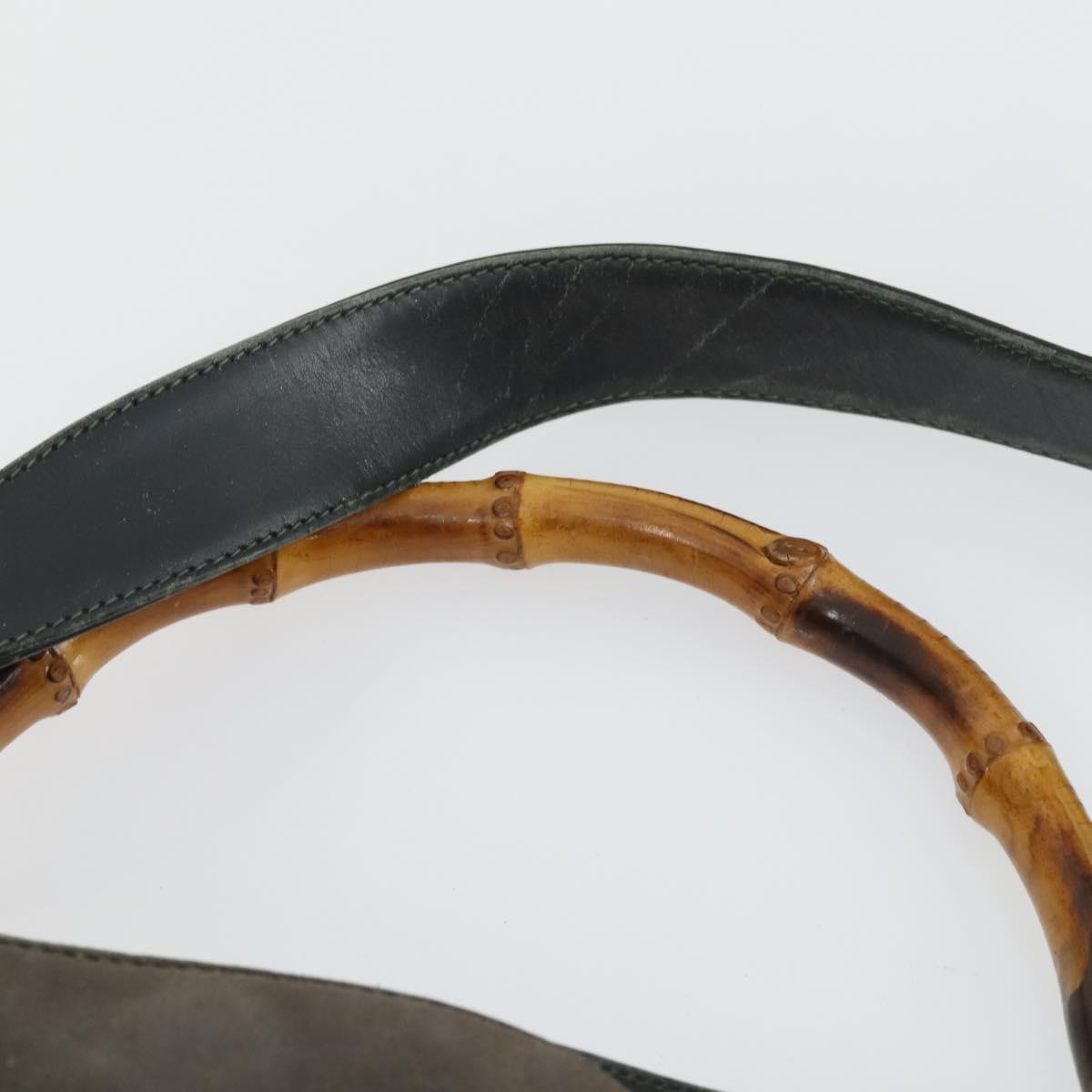 GUCCI Bamboo Hand Bag Suede 2way Brown Gold 001 3444 1638 Auth 168351